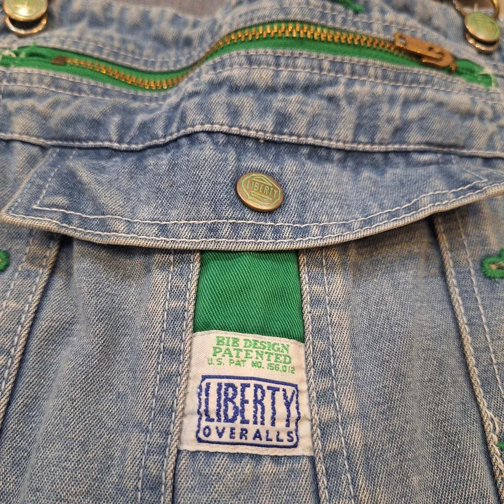 Vtg 90s Liberty Denim Overalls 36x30 Lt Wash Bib Workwear Utility Carpenter AsIs - Picture 2 of 13